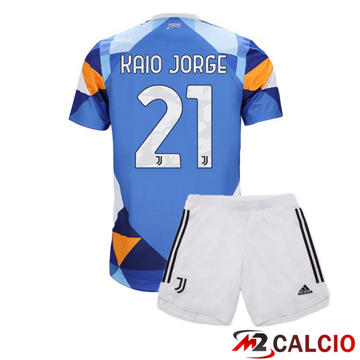 Maglie Calcio Juventus (KAIO JORGE 21) Bambino Fourth Blu 2021/2022