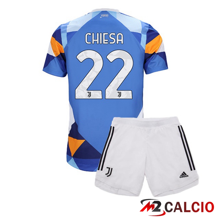 Maglie Calcio Juventus (CHIESA 22) Bambino Fourth Blu 2021/2022