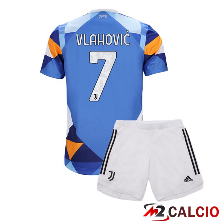 Maglie Calcio Juventus (VLAHOVIC 7) Bambino Fourth Blu 2021/2022