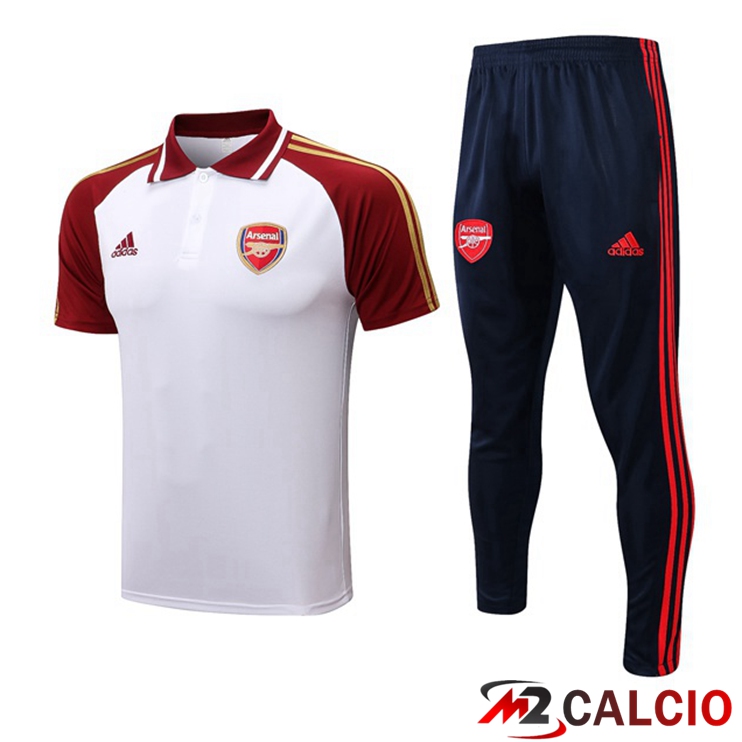 Kit Maglia Polo Arsenal + Pantaloni Bianco Rosso 2022/2023