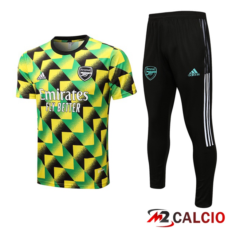 Insieme T Shirt Allenamento Arsenal + Pantaloni Verde Nero 2022/2023