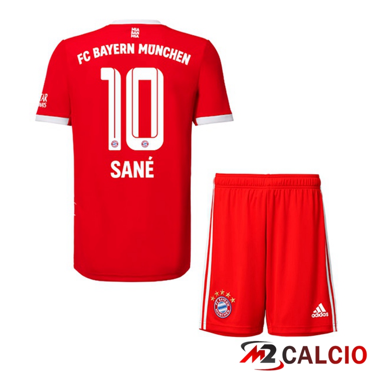 Maglie Calcio Bayern Monaco (Sané 10) Bambino Prima Rosso 2022/2023