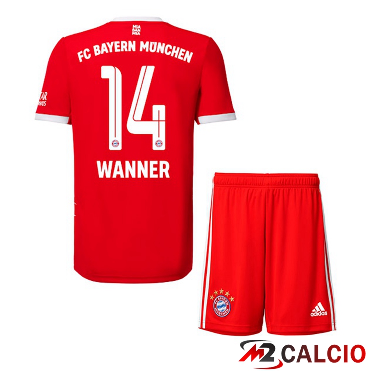 Maglie Calcio Bayern Monaco (Wanner 14) Bambino Prima Rosso 2022/2023