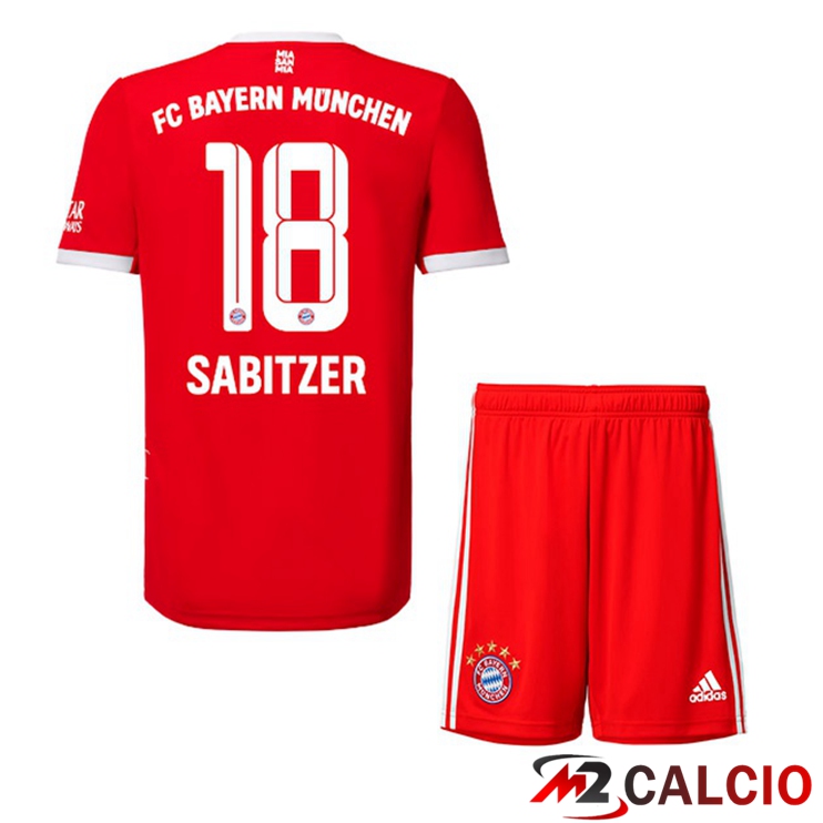 Maglie Calcio Bayern Monaco (Sabitzer 18) Bambino Prima Rosso 2022/2023