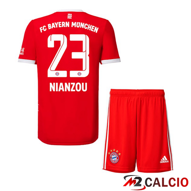 Maglie Calcio Bayern Monaco (Nianzou 23) Bambino Prima Rosso 2022/2023