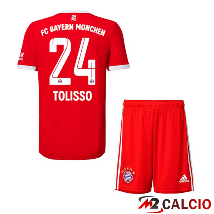 Maglie Calcio Bayern Monaco (Tolisso 24) Bambino Prima Rosso 2022/2023