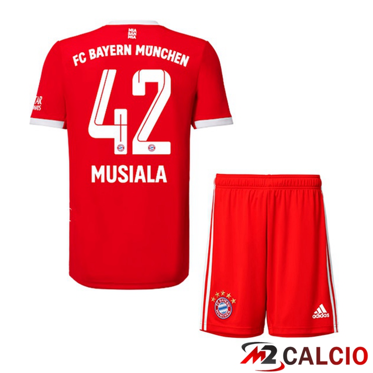 Maglie Calcio Bayern Monaco (Musiala 42) Bambino Prima Rosso 2022/2023