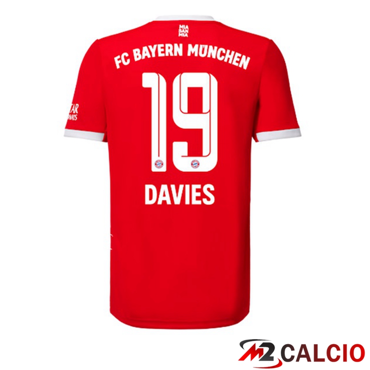 Maglie Calcio Bayern Monaco (Davies 19) Prima Rosso 2022/2023