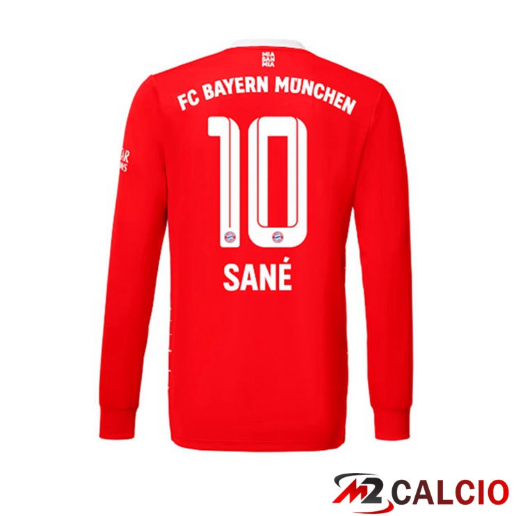 Maglie Calcio Bayern Monaco (Sané 10) Prima Manica Lunga Rosso 2022/2023