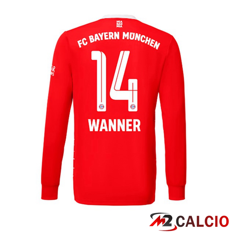 Maglie Calcio Bayern Monaco (Wanner 14) Prima Manica Lunga Rosso 2022/2023