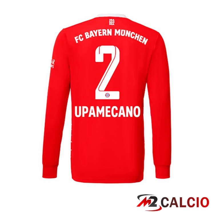 Maglie Calcio Bayern Monaco (Upamecano 2) Prima Manica Lunga Rosso 2022/2023