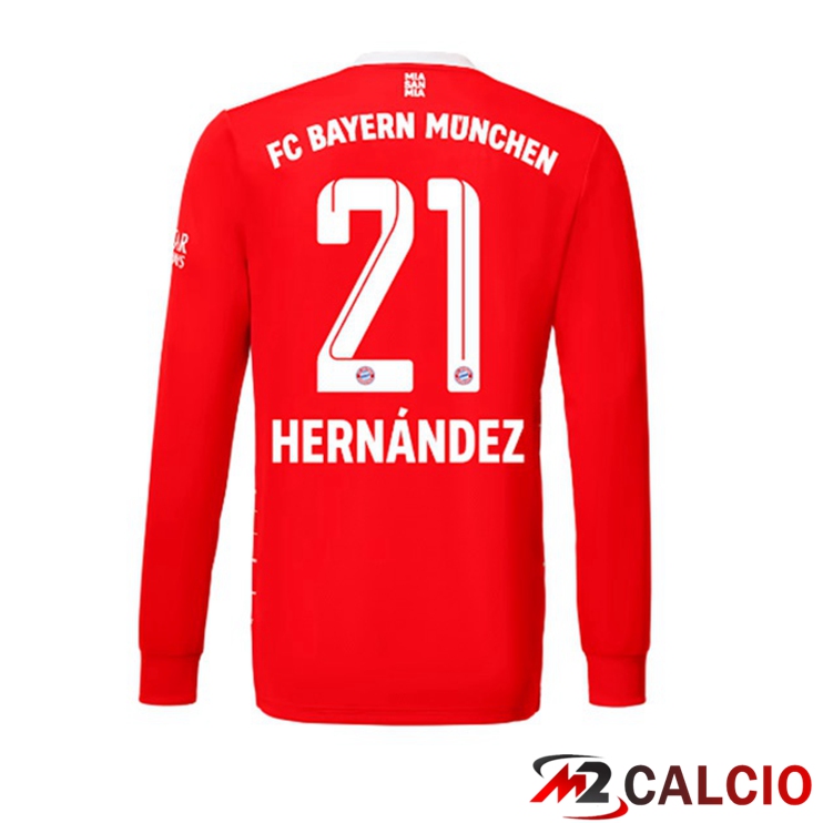 Maglie Calcio Bayern Monaco (Hernández 21) Prima Manica Lunga Rosso 2022/2023
