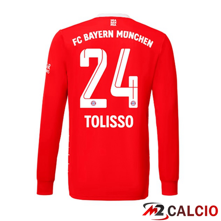 Maglie Calcio Bayern Monaco (Tolisso 24) Prima Manica Lunga Rosso 2022/2023