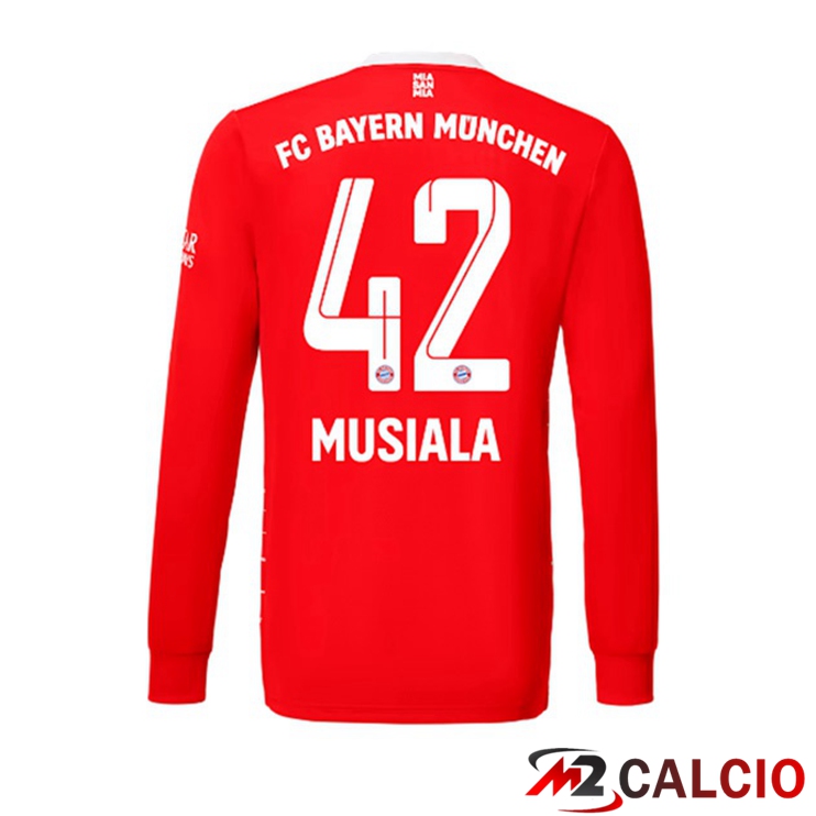 Maglie Calcio Bayern Monaco (Musiala 42) Prima Manica Lunga Rosso 2022/2023