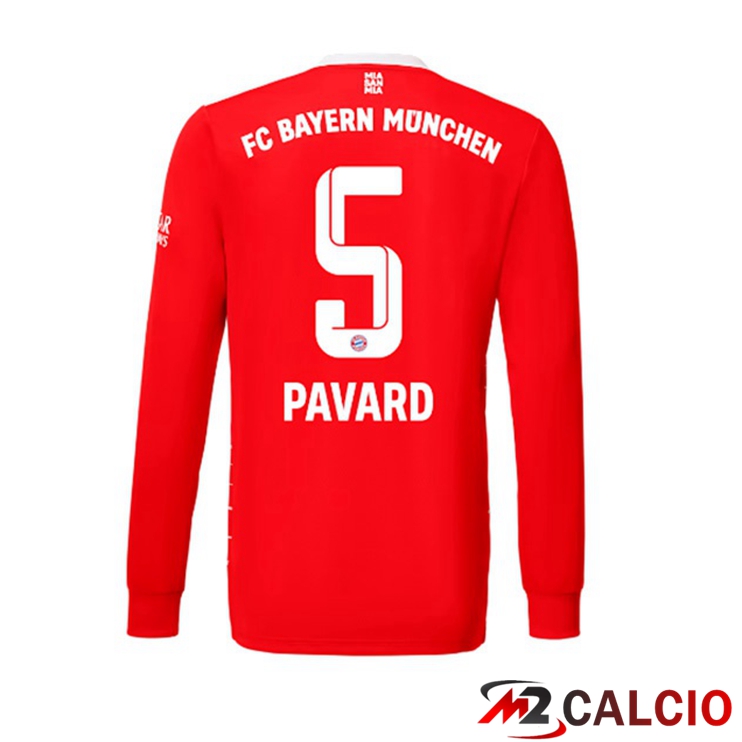 Maglie Calcio Bayern Monaco (Pavard 5) Prima Manica Lunga Rosso 2022/2023