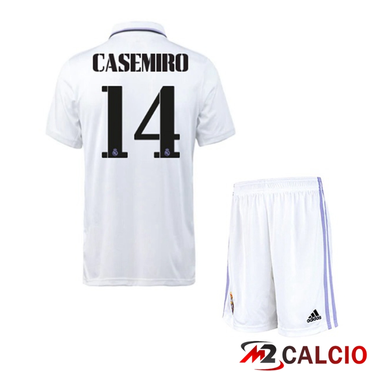 Maglie Calcio Real Madrid (Casemiro 14) Bambino Prima Bianco 2022/2023