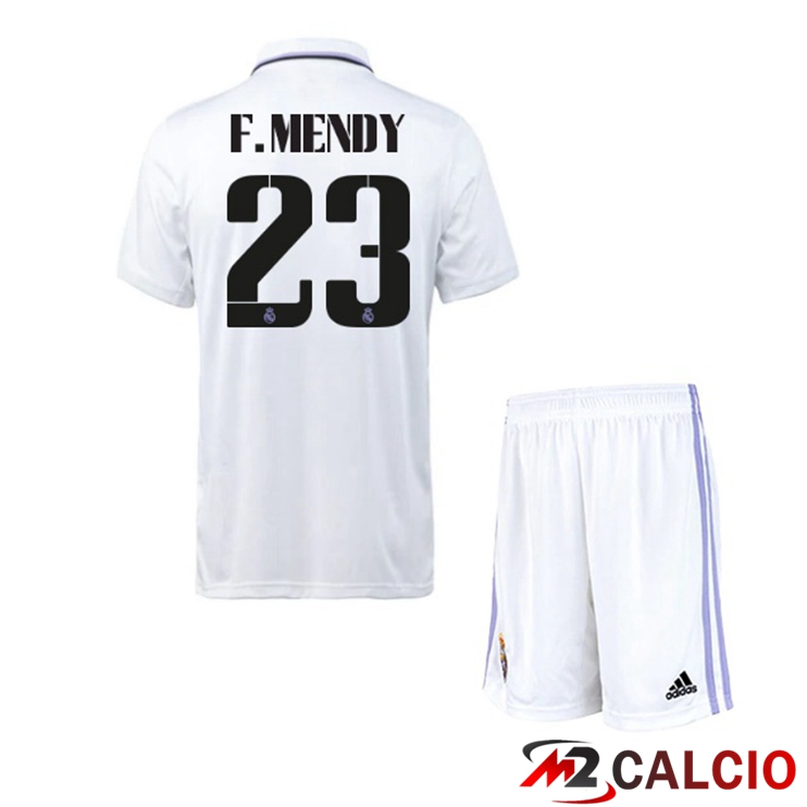 Maglie Calcio Real Madrid (F. Mendy 23) Bambino Prima Bianco 2022/2023
