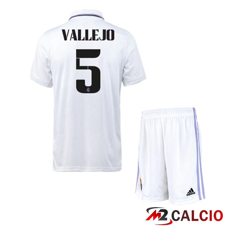 Maglie Calcio Real Madrid (Vallejo 5) Bambino Prima Bianco 2022/2023