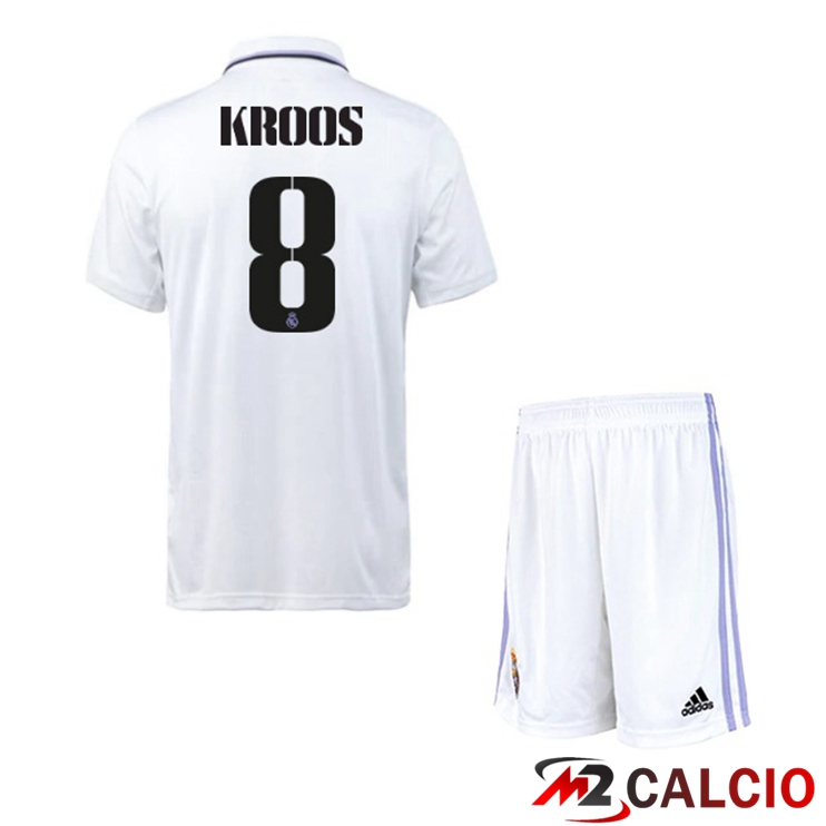 Maglie Calcio Real Madrid (Kroos 8) Bambino Prima Bianco 2022/2023