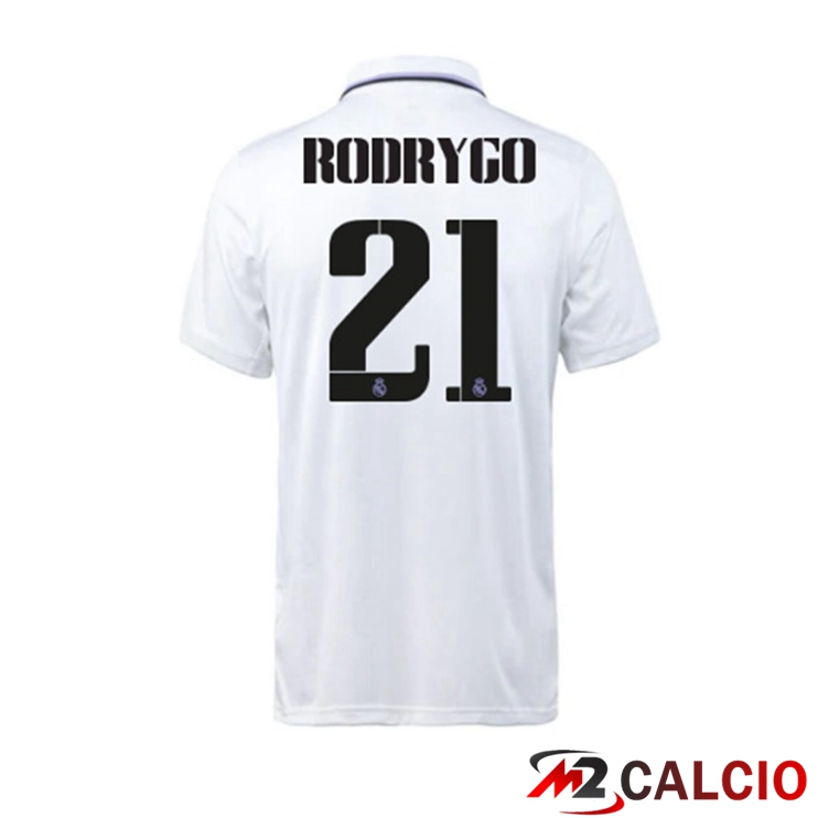 Maglie Calcio Real Madrid (Rodrygo 21) Prima Bianco 2022/2023