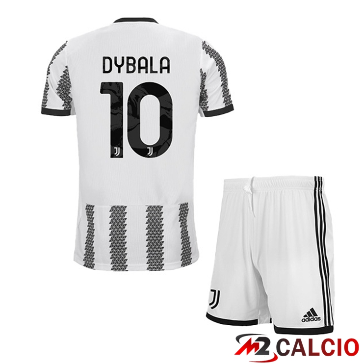 Maglie Calcio Juventus (DYBALA 10) Bambino Prima Bianco Nero 2022/2023
