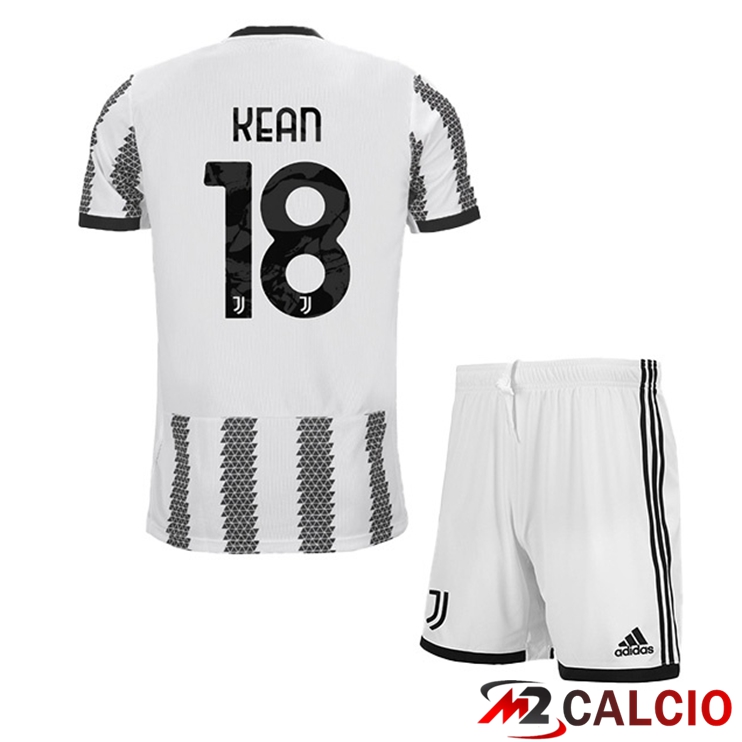 Maglie Calcio Juventus (KEAN 18) Bambino Prima Bianco Nero 2022/2023