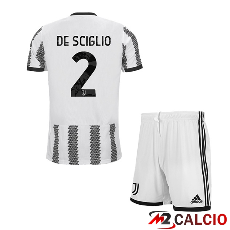 Maglie Calcio Juventus (DE SCIGLIO 2) Bambino Prima Bianco Nero 2022/2023