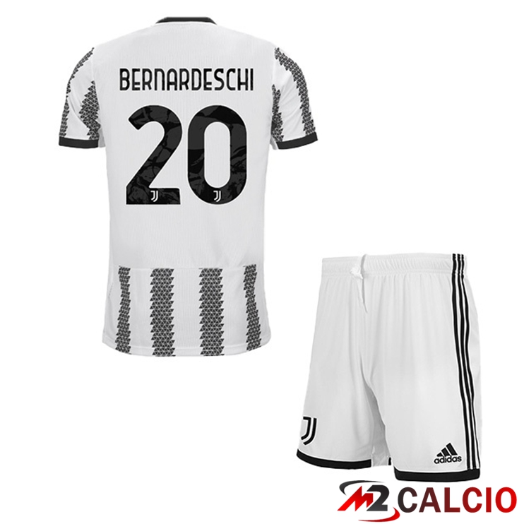 Maglie Calcio Juventus (BERNARDESCHI 20) Bambino Prima Bianco Nero 2022/2023