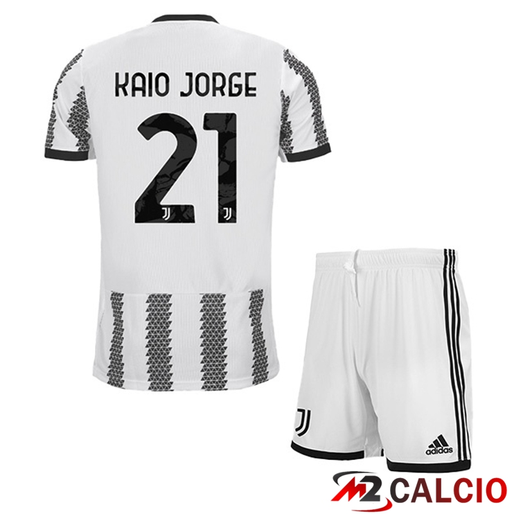 Maglie Calcio Juventus (KAIO JORGE 21) Bambino Prima Bianco Nero 2022/2023