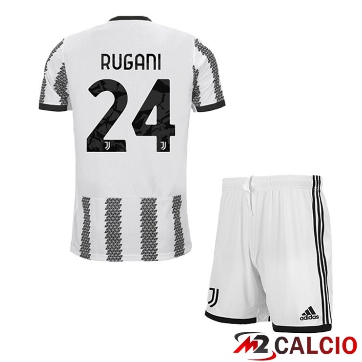Maglie Calcio Juventus (RUGANI 24) Bambino Prima Bianco Nero 2022/2023