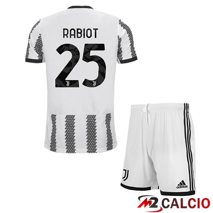 Maglie Calcio Juventus (RABIOT 25) Bambino Prima Bianco Nero 2022/2023