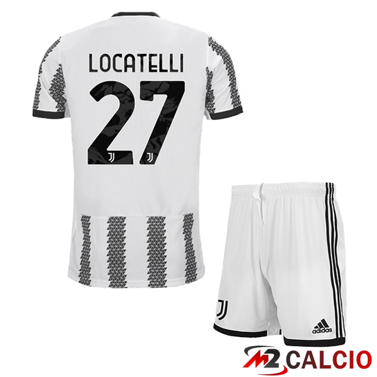 Maglie Calcio Juventus (LOCATELLI 27) Bambino Prima Bianco Nero 2022/2023