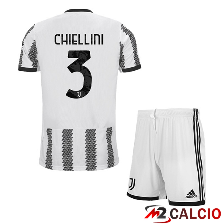 Maglie Calcio Juventus (CHIELLINI 3) Bambino Prima Bianco Nero 2022/2023