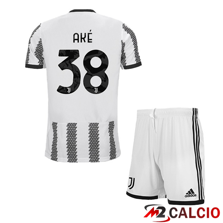 Maglie Calcio Juventus (AKÉ 38) Bambino Prima Bianco Nero 2022/2023