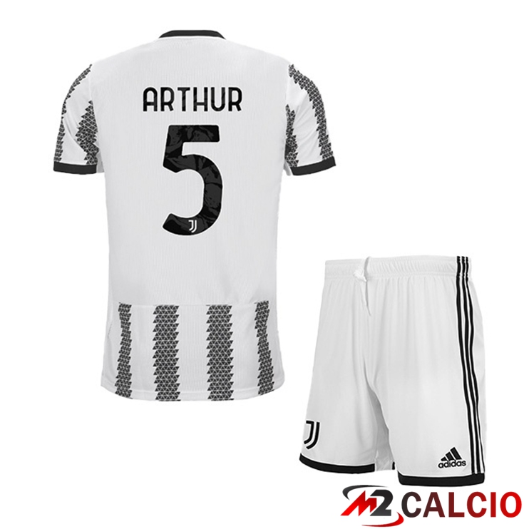 Maglie Calcio Juventus (ARTHUR 5) Bambino Prima Bianco Nero 2022/2023