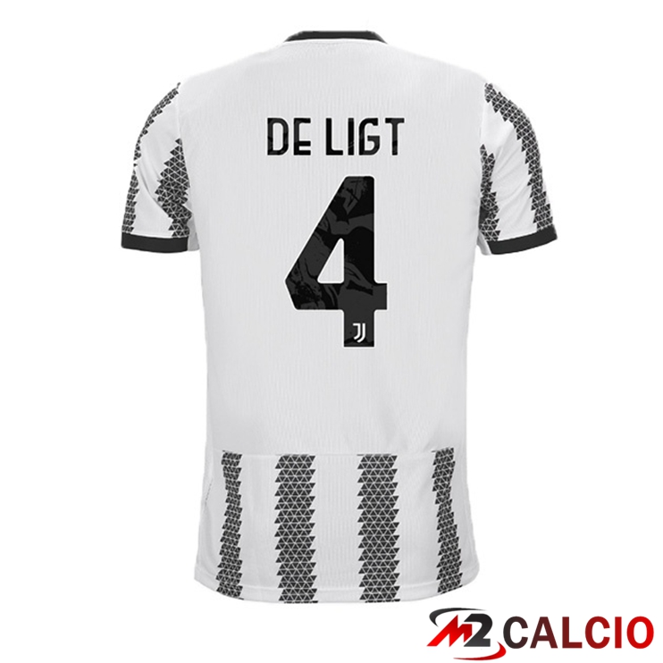Maglie Calcio Juventus (DE LIGT 4) Prima Bianco Nero 2022/2023