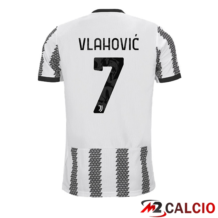 Maglie Calcio Juventus (VLAHOVIC 7) Prima Bianco Nero 2022/2023