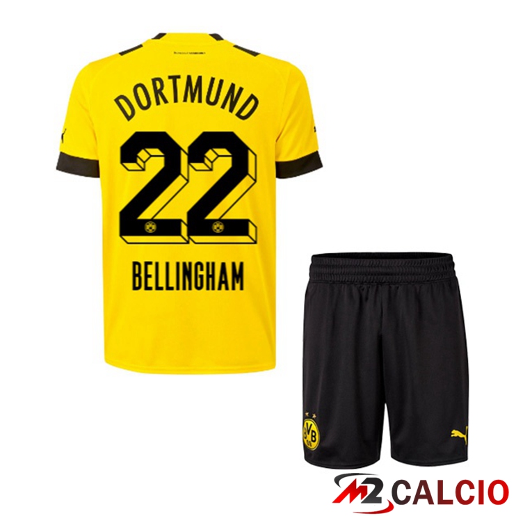 Maglie Calcio Dortmund BVB (Bellingham 22) Bambino Prima Giallo 2022/2023