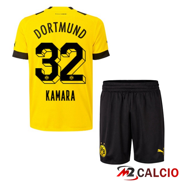 Maglie Calcio Dortmund BVB (Kamara 32) Bambino Prima Giallo 2022/2023