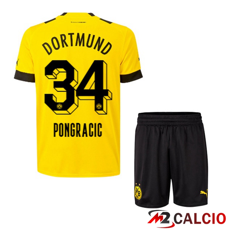 Maglie Calcio Dortmund BVB (Pongracic 34) Bambino Prima Giallo 2022/2023