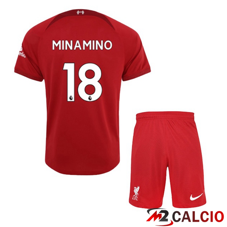 Maglie Calcio FC Liverpool (MINAMINO 18) Bambino Prima Rosso 2022/2023