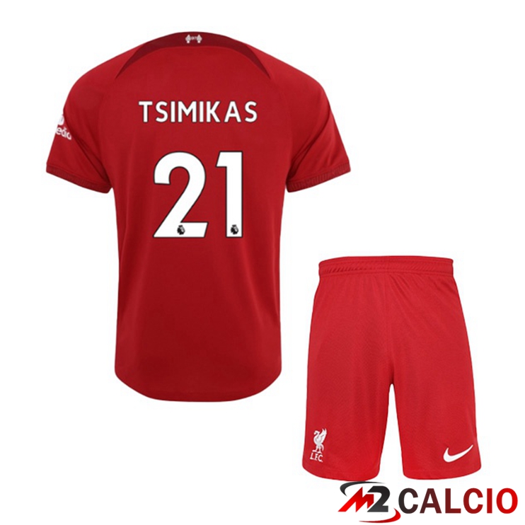 Maglie Calcio FC Liverpool (TSIMIKAS 21) Bambino Prima Rosso 2022/2023