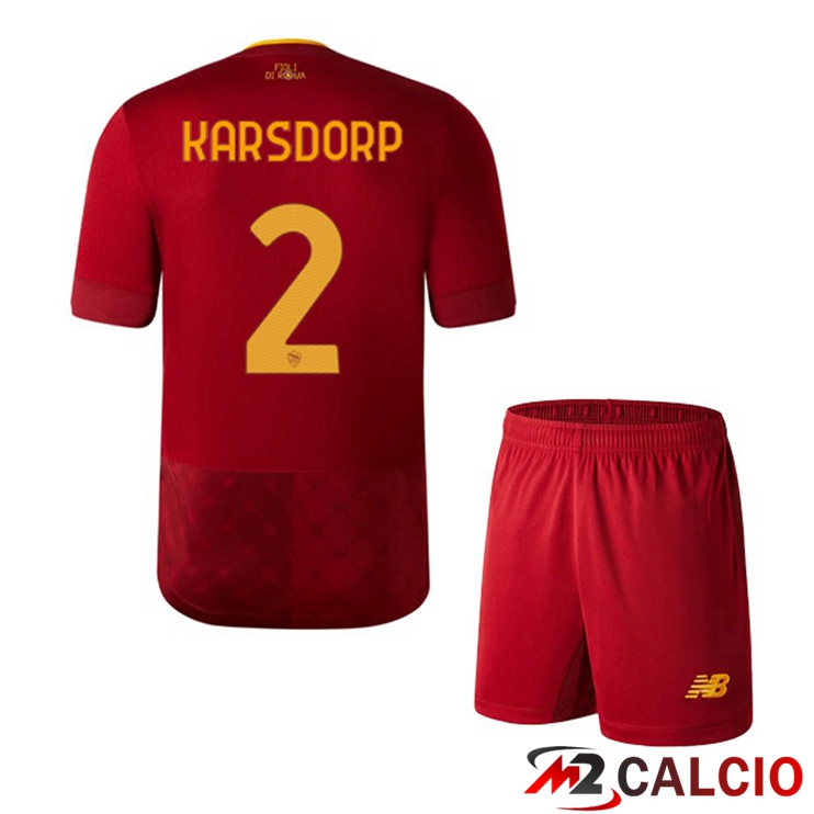 Maglie Calcio AS Roma (KARSDORP 2) Bambino Prima Rosso 2022/2023