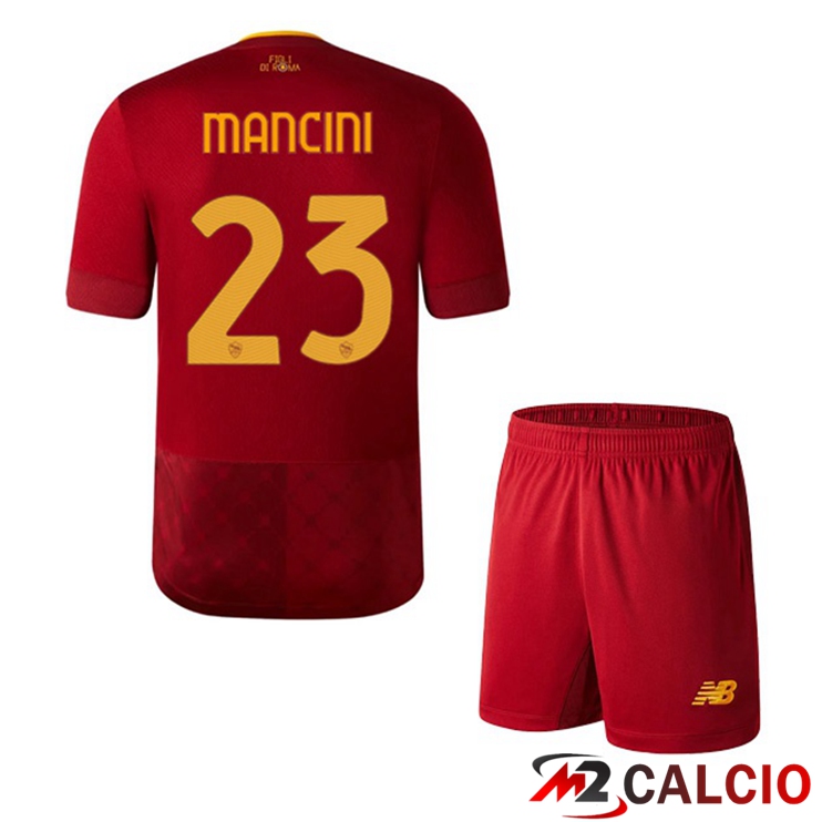 Maglie Calcio AS Roma (MANCINI 23) Bambino Prima Rosso 2022/2023