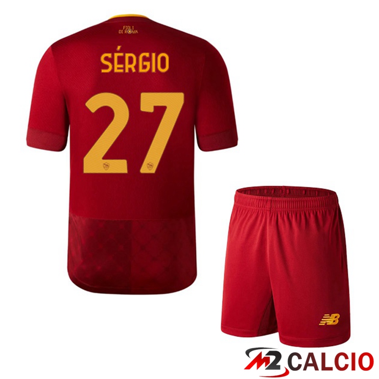 Maglie Calcio AS Roma (SÉRGIO 27) Bambino Prima Rosso 2022/2023