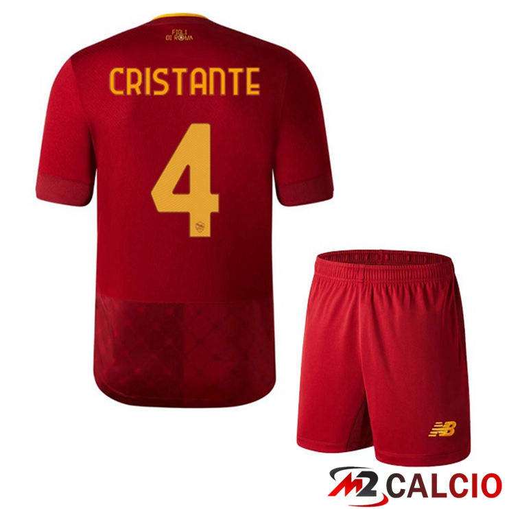 Maglie Calcio AS Roma (CRISTANTE 4) Bambino Prima Rosso 2022/2023