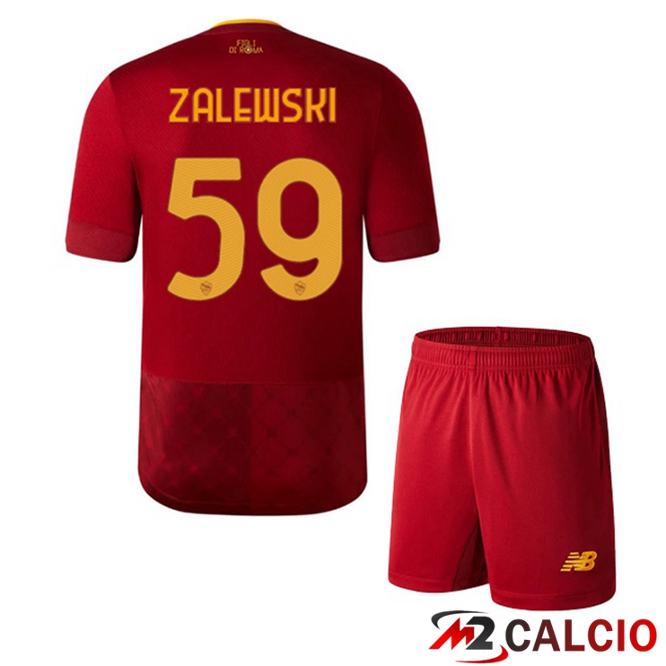 Maglie Calcio AS Roma (ZALEWSKI 59) Bambino Prima Rosso 2022/2023
