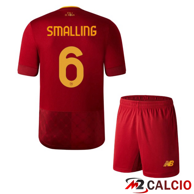 Maglie Calcio AS Roma (SMALLING 6) Bambino Prima Rosso 2022/2023