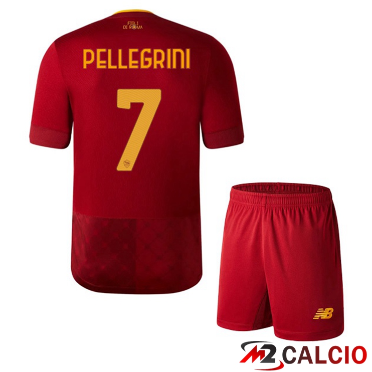Maglie Calcio AS Roma (PELLEGRINI 7) Bambino Prima Rosso 2022/2023