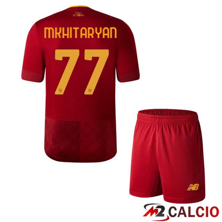 Maglie Calcio AS Roma (MKHITARYAN 77) Bambino Prima Rosso 2022/2023
